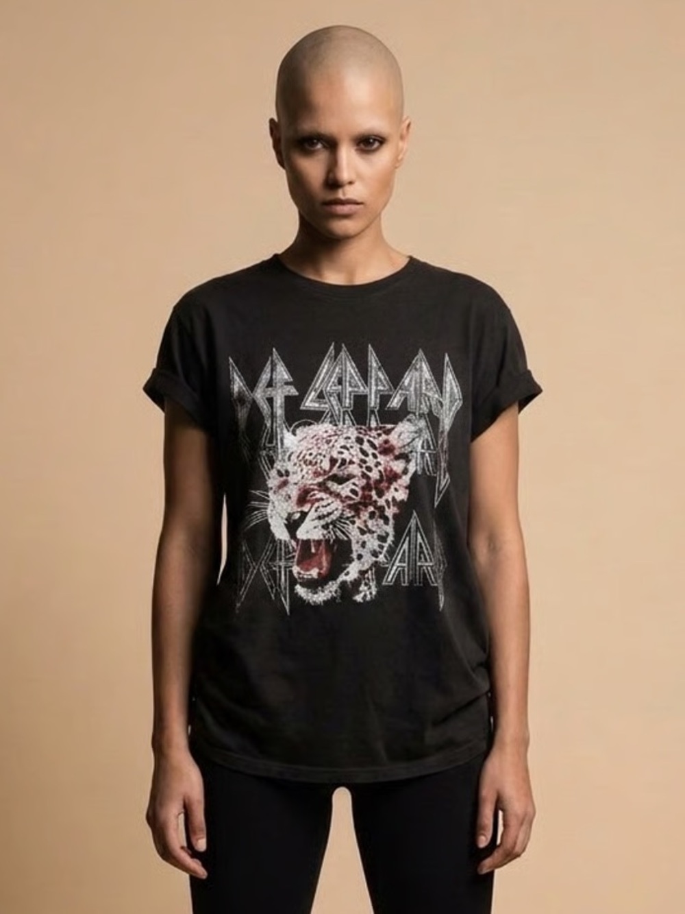 DEF LEPPARD | Black Logo Band Tee Sz S
